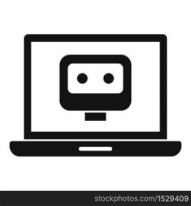 Laptop chatbot icon. Simple illustration of laptop chatbot vector icon for web design isolated on white background. Laptop chatbot icon, simple style