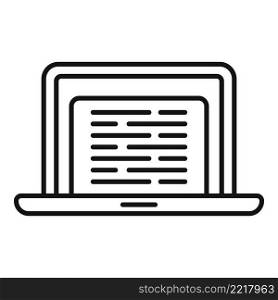 Laptop class icon outline vector. Virtual book. Study computer. Laptop class icon outline vector. Virtual book