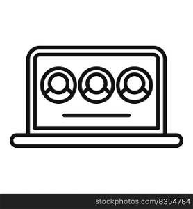Laptop communication icon outline vector. Media network. Team group. Laptop communication icon outline vector. Media network