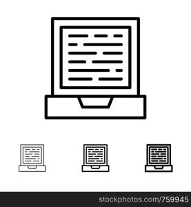 Laptop, Computer, Design Bold and thin black line icon set