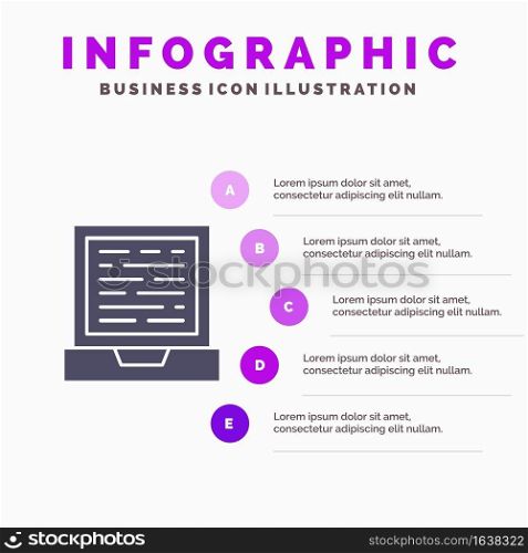 Laptop, Computer, Design Solid Icon Infographics 5 Steps Presentation Background