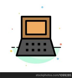 Laptop, Computer, Hardware Abstract Flat Color Icon Template