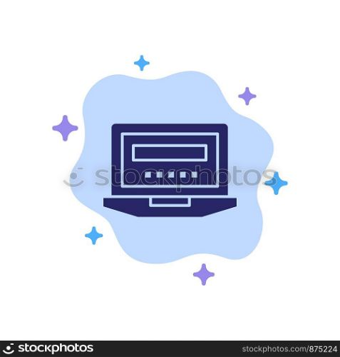 Laptop, Computer, Hardware, Education Blue Icon on Abstract Cloud Background