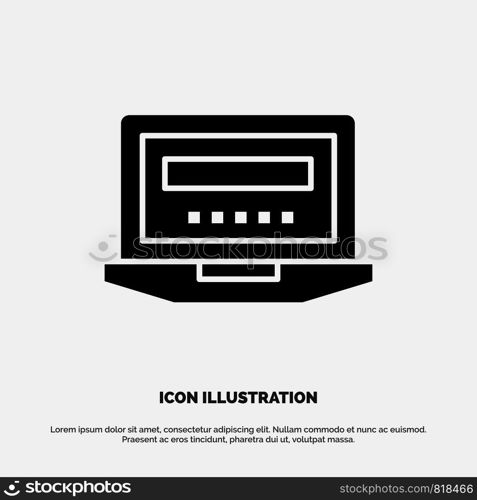 Laptop, Computer, Hardware, Education Solid Black Glyph Icon