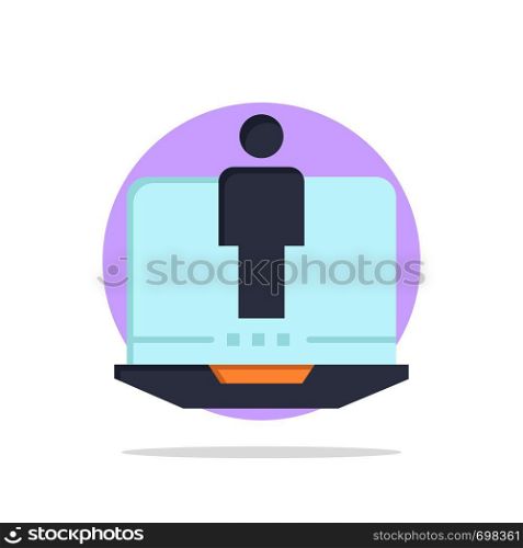 Laptop, Computer, Hardware, Service Abstract Circle Background Flat color Icon
