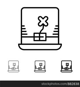 Laptop, Computer, Ireland Bold and thin black line icon set
