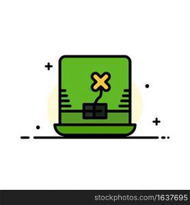 Laptop, Computer, Ireland  Business Flat Line Filled Icon Vector Banner Template