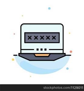 Laptop, Computer, Lock, Security Abstract Flat Color Icon Template