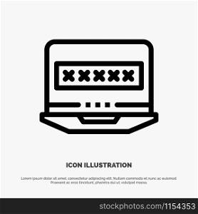 Laptop, Computer, Lock, Security Line Icon Vector