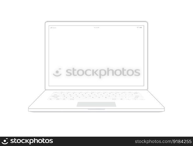 Laptop computer notebook outline on white background. illustrator vector.