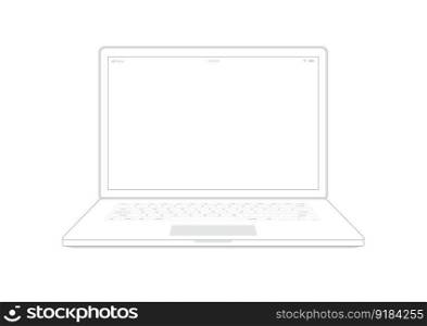 Laptop computer notebook outline on white background. illustrator vector.