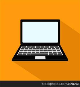 laptop computer on orange background with shadow icon design, stock vector illustration