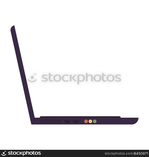 Laptop computer vector illustration business technology icon. Flat web design and modern communication notebook symbol. Electronic office equipment and open PC portable device. Simple work home object