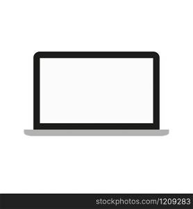 laptop computer with blank white screen isolated on grey background. vector illustration.