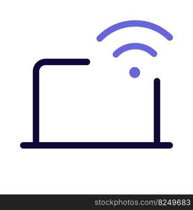 Laptop connects to the internet via Wi-Fi network.