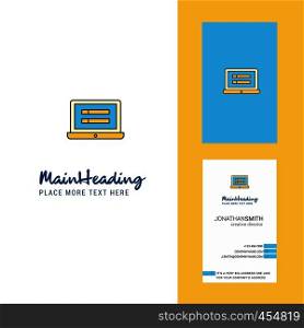 Laptop Creative Logo and business card. vertical Design Vector