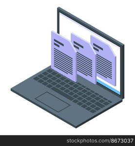 Laptop data files icon isometric vector. Sd card. Storage memory. Laptop data files icon isometric vector. Sd card