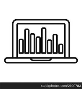 Laptop data graph icon outline vector. Web online media. Social seo. Laptop data graph icon outline vector. Web online media