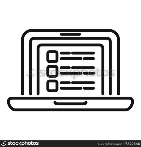 Laptop database icon outline vector. Data customer. Client access. Laptop database icon outline vector. Data customer