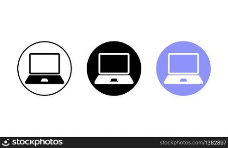 Laptop, desktop, computer icons set in black simple design on an isolated background. EPS 10 vector.. Laptop, desktop, computer icons set in black simple design on an isolated background. EPS 10 vector