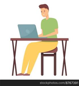 Laptop desktop work icon cartoon vector. Online education. Virtual internet. Laptop desktop work icon cartoon vector. Online education