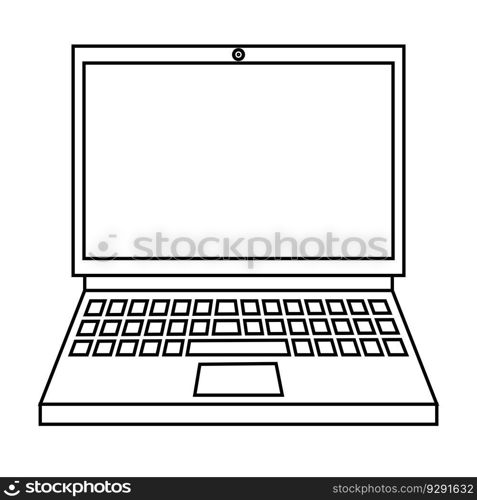  Laptop device icon in flat style. Vector illustration for web site, mobile application