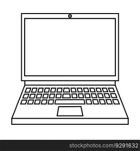  Laptop device icon in flat style. Vector illustration for web site, mobile application