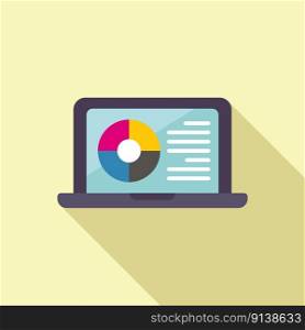 Laptop digital print icon flat vector. Color industry. Art shop. Laptop digital print icon flat vector. Color industry