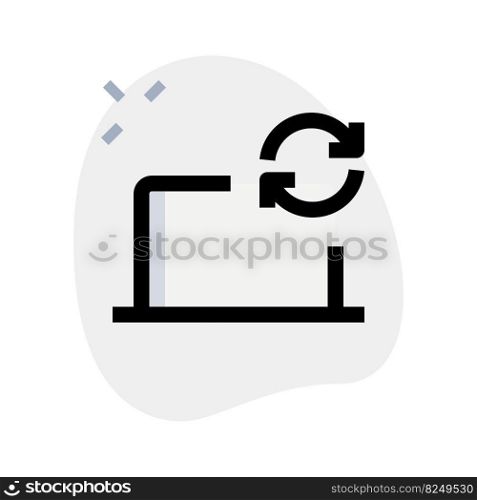 Laptop displays icon for repeating a process.