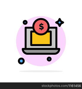 Laptop, Dollar, Money Abstract Circle Background Flat color Icon