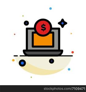 Laptop, Dollar, Money Abstract Flat Color Icon Template