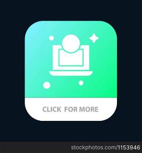 Laptop, Dollar, Money Mobile App Button. Android and IOS Glyph Version