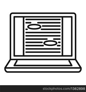 Laptop editor icon. Outline laptop editor vector icon for web design isolated on white background. Laptop editor icon, outline style