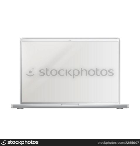 Laptop Electronic Digital Technology Device Vector. Laptop Monitor And Keyboard Using For Searching Information In Internet, Remote Working And Communication. Computer Mockup Realistic 3d Illustration. Laptop Electronic Digital Technology Device Vector