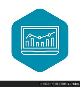 Laptop finance chart icon. Outline laptop finance chart vector icon for web design isolated on white background. Laptop finance chart icon, outline style