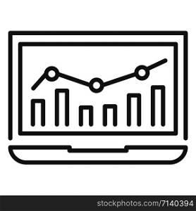 Laptop finance chart icon. Outline laptop finance chart vector icon for web design isolated on white background. Laptop finance chart icon, outline style