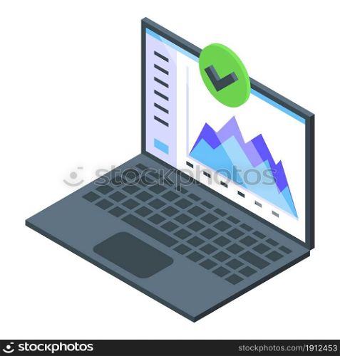 Laptop finance graph icon isometric vector. Web plan. Market content. Laptop finance graph icon isometric vector. Web plan