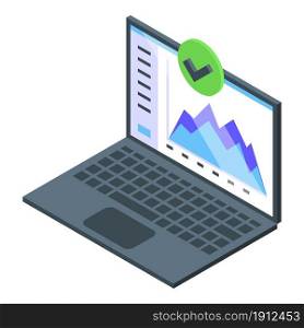Laptop finance graph icon isometric vector. Web plan. Market content. Laptop finance graph icon isometric vector. Web plan