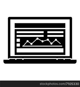 Laptop finance graph icon. Simple illustration of laptop finance graph vector icon for web design isolated on white background. Laptop finance graph icon, simple style