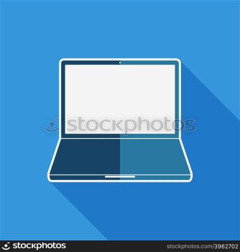 Laptop flat icon. Laptop flat icon. Laptop with blank screen. Vector illustration