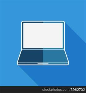 Laptop flat icon. Laptop flat icon. Laptop with blank screen. Vector illustration