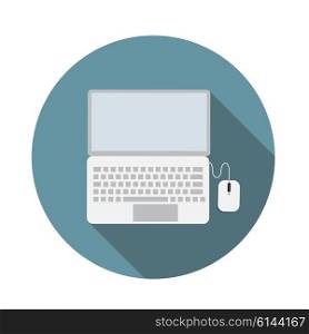 Laptop Flat Icon with Long Shadow, Vector Illustration Eps10