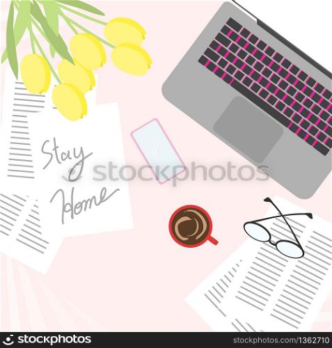 Laptop for Work from home concept. COVID-19