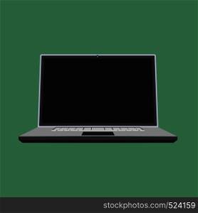 Laptop front view vector icon business screen blank. Above notebook flat display PC equipment. Office device personal portable