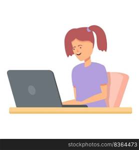 Laptop girl icon cartoon vector. Kid child. Internet school. Laptop girl icon cartoon vector. Kid child