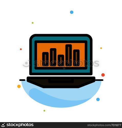 Laptop, Graph, Analytics, Monitoring, Statistics Abstract Flat Color Icon Template