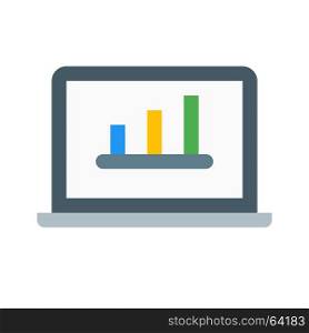 laptop graph, Icon on isolated background