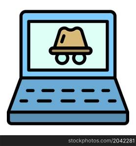 Laptop hacker attack icon. Outline laptop hacker attack vector icon color flat isolated. Laptop hacker attack icon color outline vector