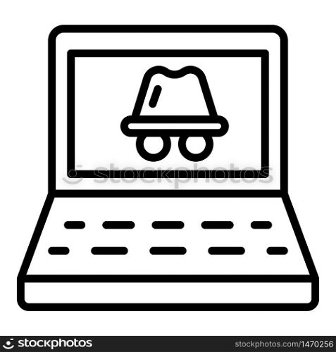 Laptop hacker attack icon. Outline laptop hacker attack vector icon for web design isolated on white background. Laptop hacker attack icon, outline style