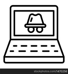 Laptop hacker attack icon. Outline laptop hacker attack vector icon for web design isolated on white background. Laptop hacker attack icon, outline style